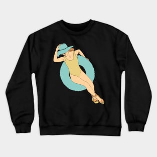 woman chilling on the water Crewneck Sweatshirt